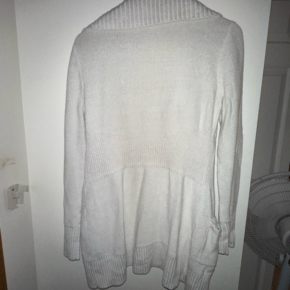 White Cardigan, with subtle silver shine beneath. - Picture 1 of 3